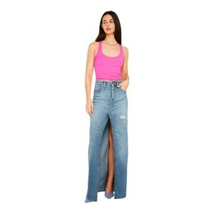 GOOD AMERICAN Indigo Good Ease Comfort Denim Maxi Skirt Size 6 NWT